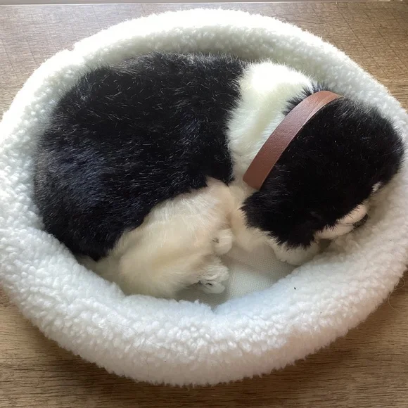 Sleeping Dog Plush Toy Battery Operated Stuffed Puppy Breathing Tested 10x11” - Picture 8 of 9